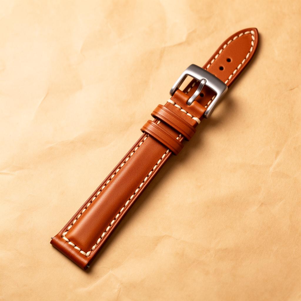 Leather watch strap